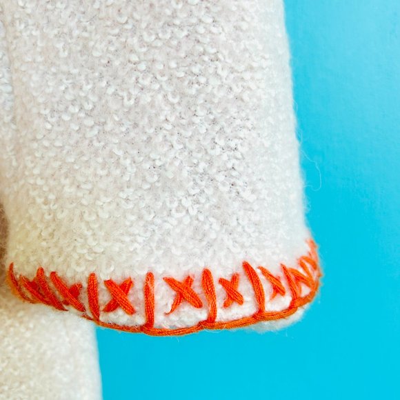 Sail to Sable Hand-Embroidered Boucle Zip Coat in Creme (size L) - Picture 5 of 14